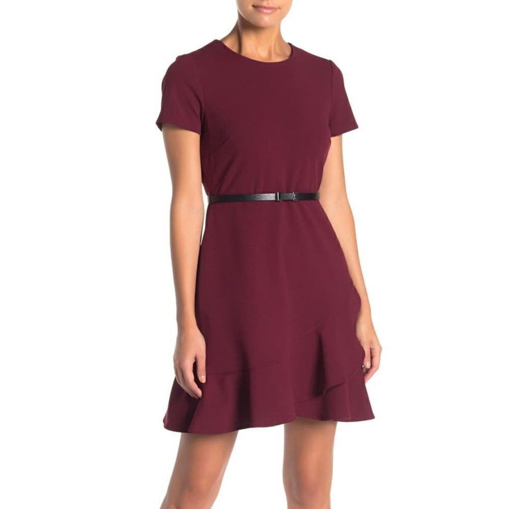London Times Short Sleeve Flutter Hem Dress sz 12P